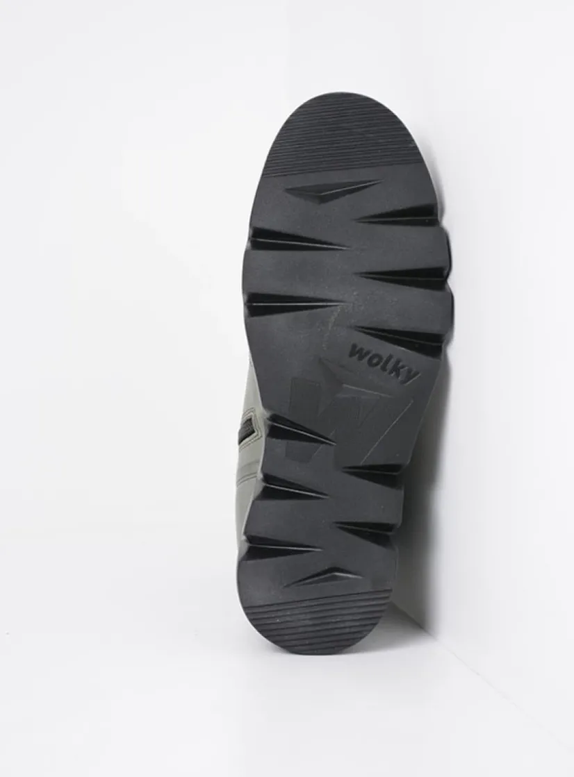 Wolky Hope XW - grijs groen leer<DAMES Hoge Veterschoenen|Veterlaarzen