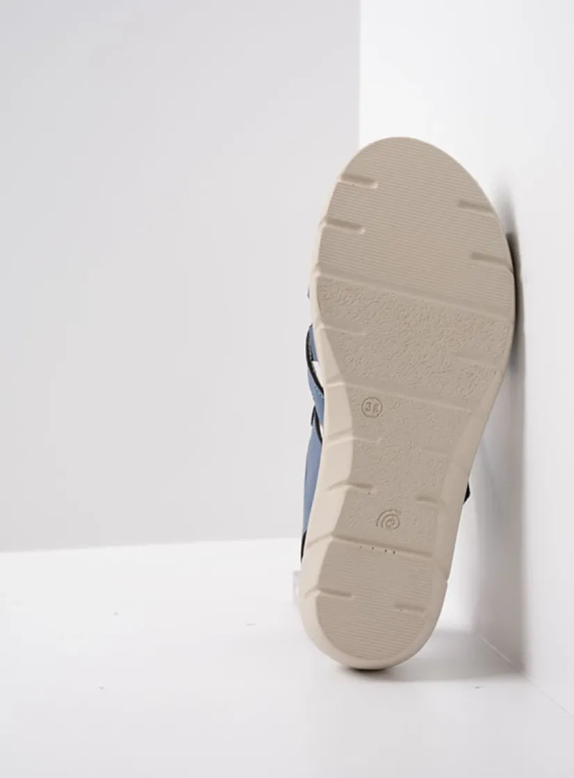Wolky Ikaria - blauw leer<DAMES Sandalen