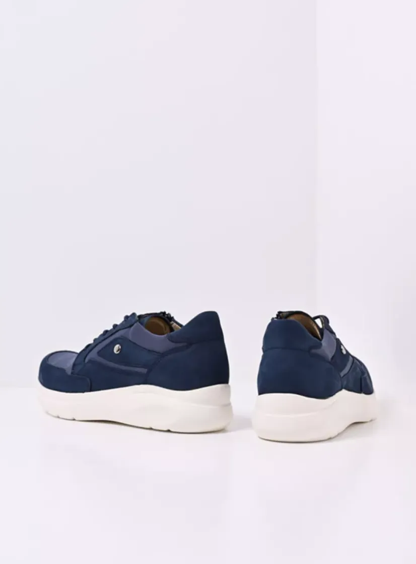 Wolky Impact S2F - denim combi stretch leer<DAMES Lage Veterschoenen|Sneakers