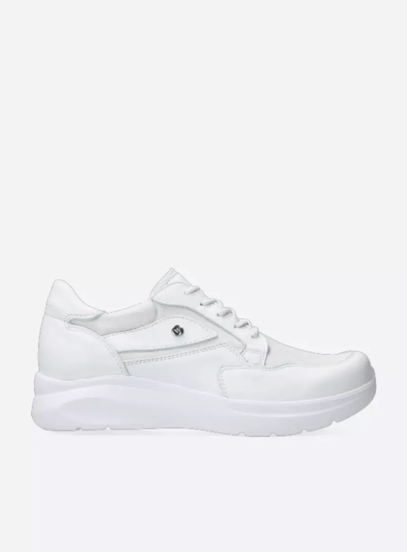 Wolky Impact S2F - wit/gebroken combi stretch leer<DAMES Lage Veterschoenen|Sneakers