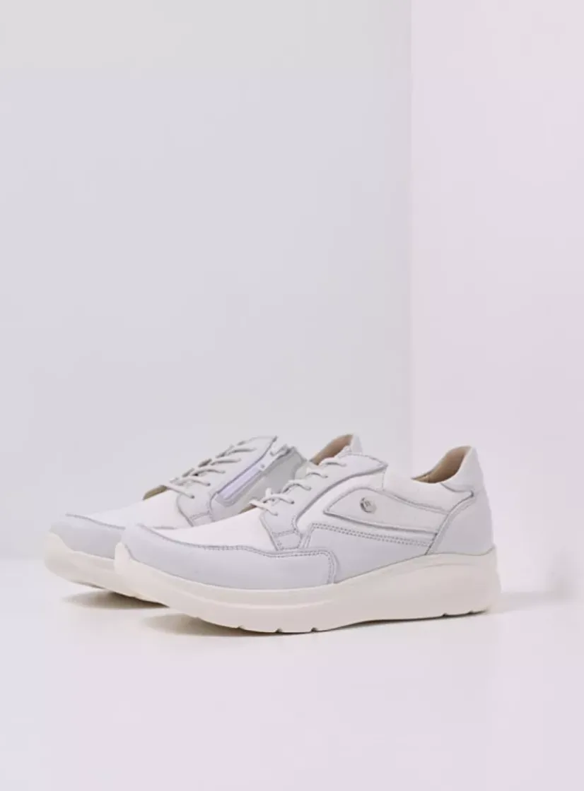 Wolky Impact S2F - wit/gebroken combi stretch leer<DAMES Lage Veterschoenen|Sneakers