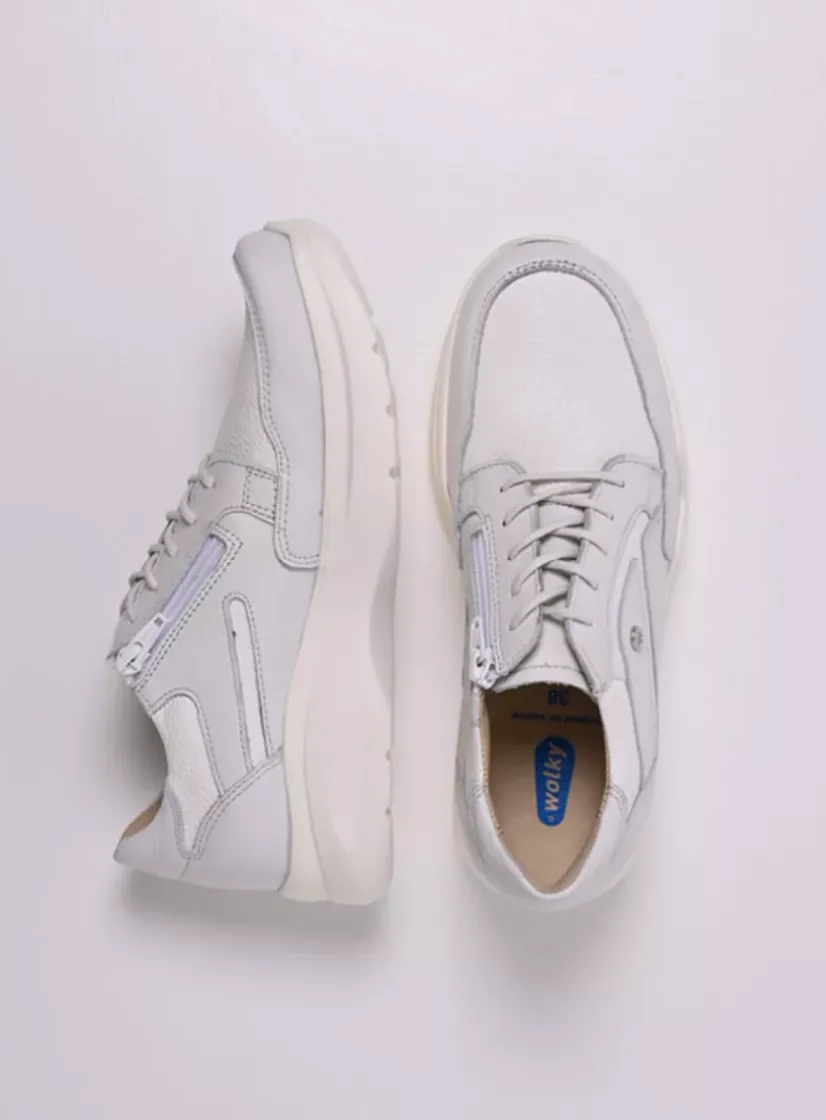Wolky Impact S2F - wit/gebroken combi stretch leer<DAMES Lage Veterschoenen|Sneakers