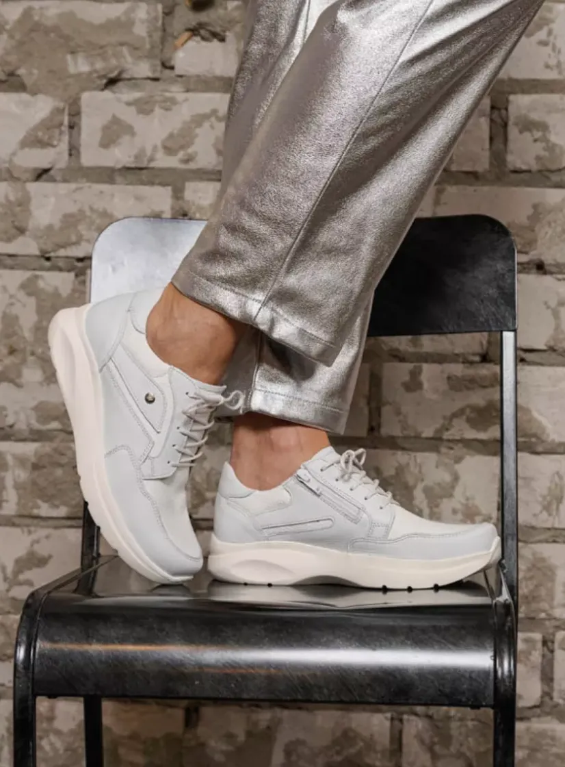 Wolky Impact S2F - wit/gebroken combi stretch leer<DAMES Lage Veterschoenen|Sneakers