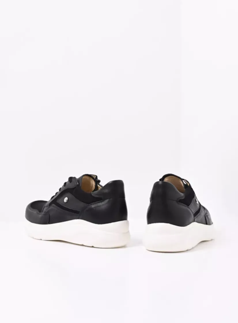 Wolky Impact S2F - zwart combi stretch leer<DAMES Lage Veterschoenen|Sneakers