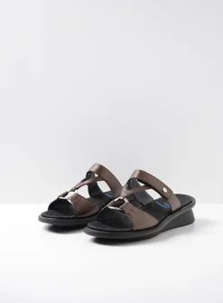 Wolky Isa - brons leer<DAMES Slippers