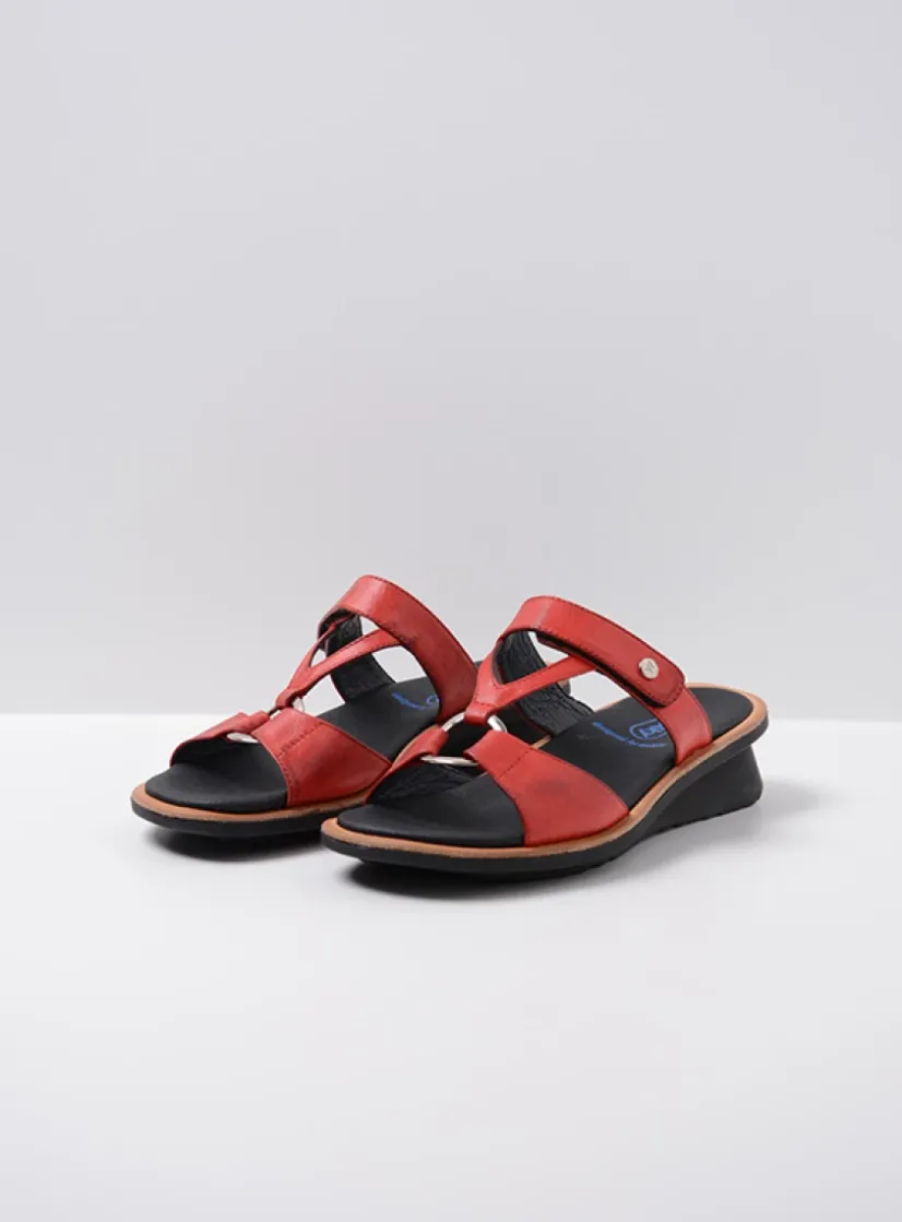 Wolky Isa - rood leer<DAMES Slippers