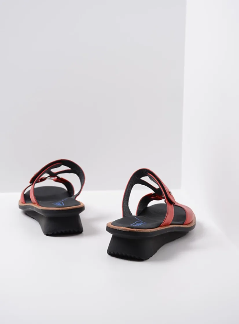 Wolky Isa - rood leer<DAMES Slippers