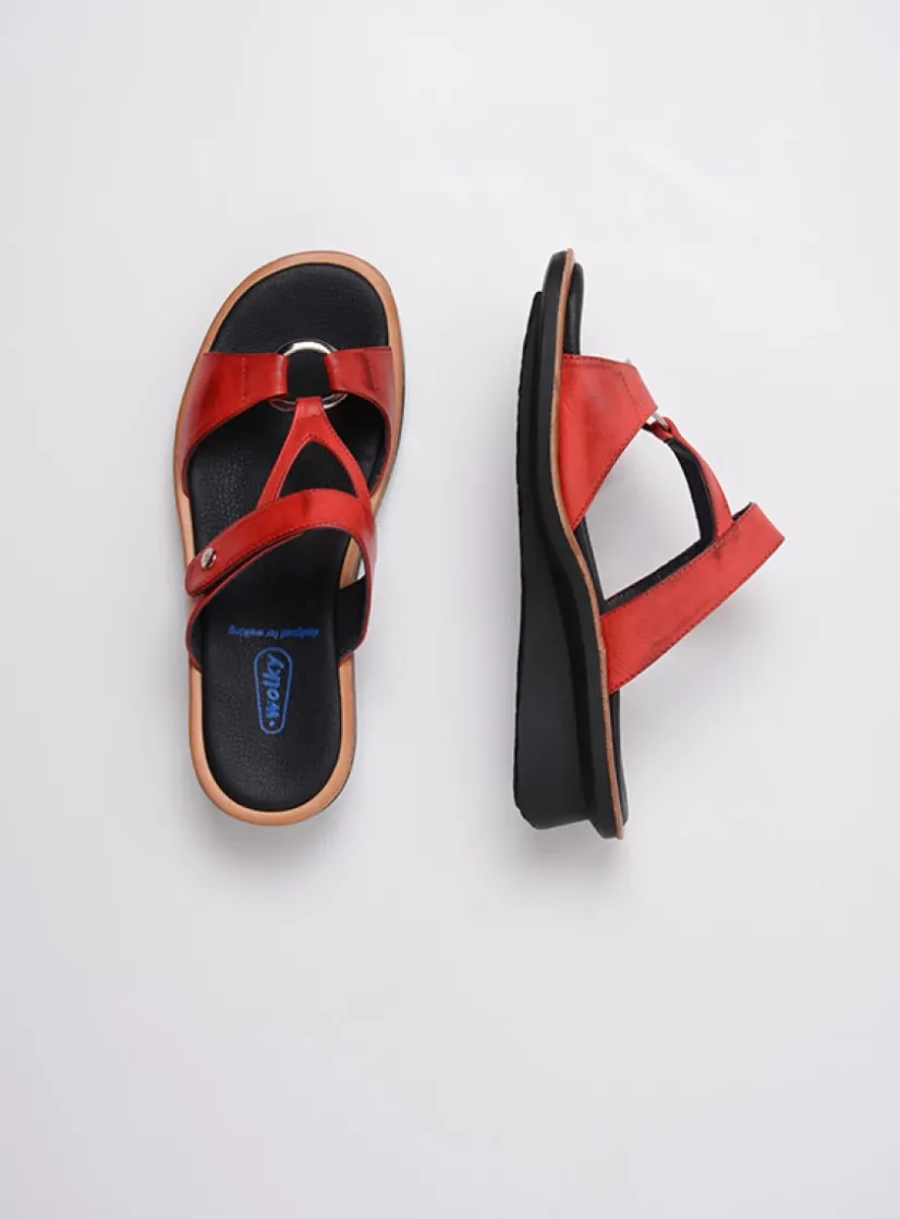 Wolky Isa - rood leer<DAMES Slippers