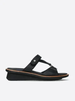 Wolky Isa - zwart leer<DAMES Slippers