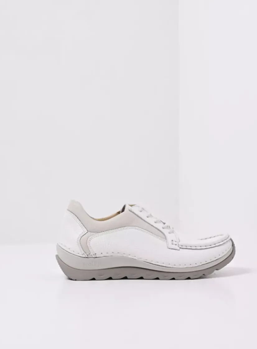 Wolky Japura - wit leer<DAMES Lage Veterschoenen