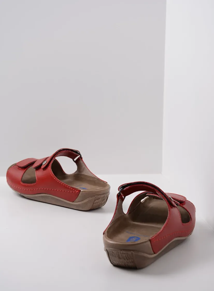 Wolky Jasper - rood leer<DAMES Slippers