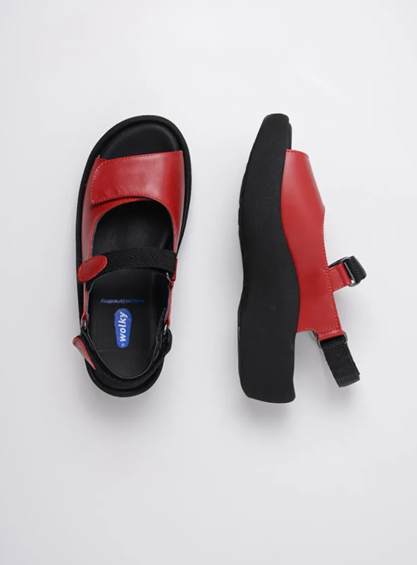 Wolky Jewel - rood leer<DAMES Sandalen