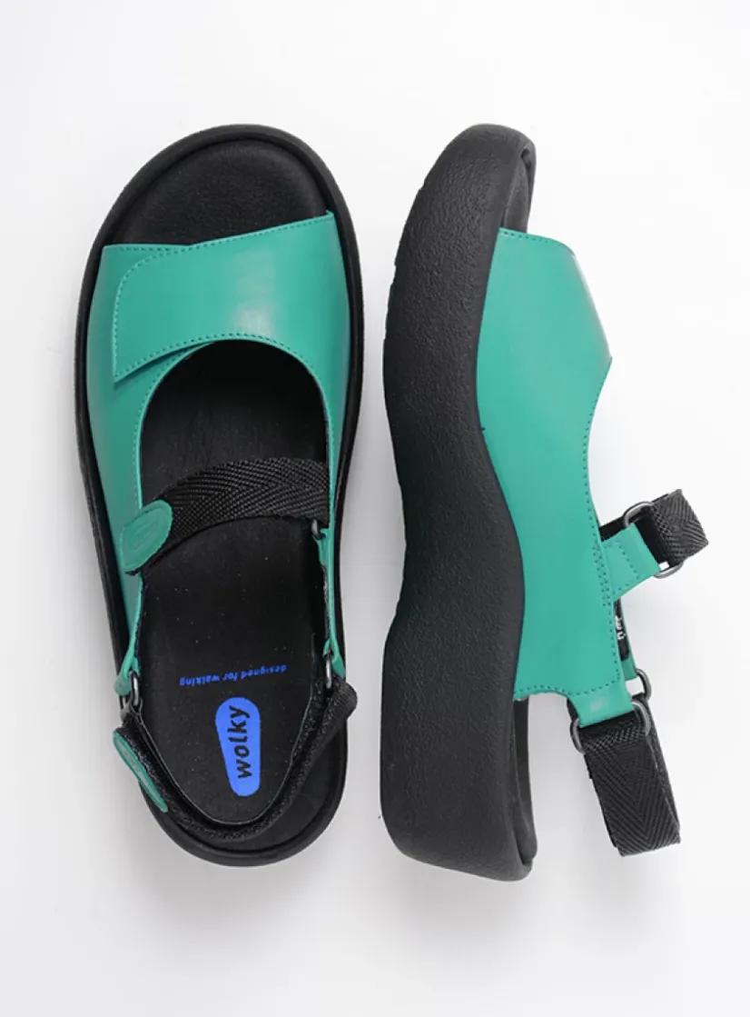 Wolky Jewel - turquoise leer<DAMES Sandalen