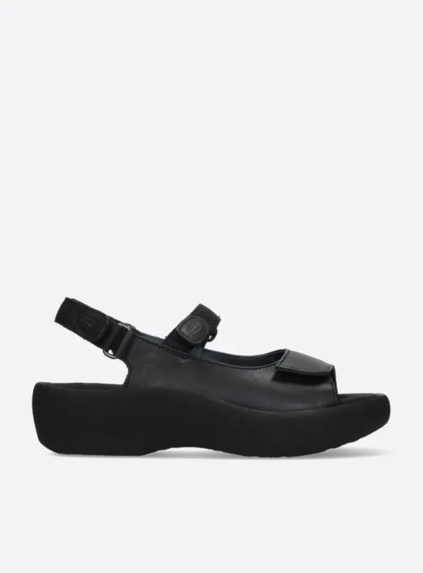 Wolky Jewel - zwart leer<DAMES Sandalen
