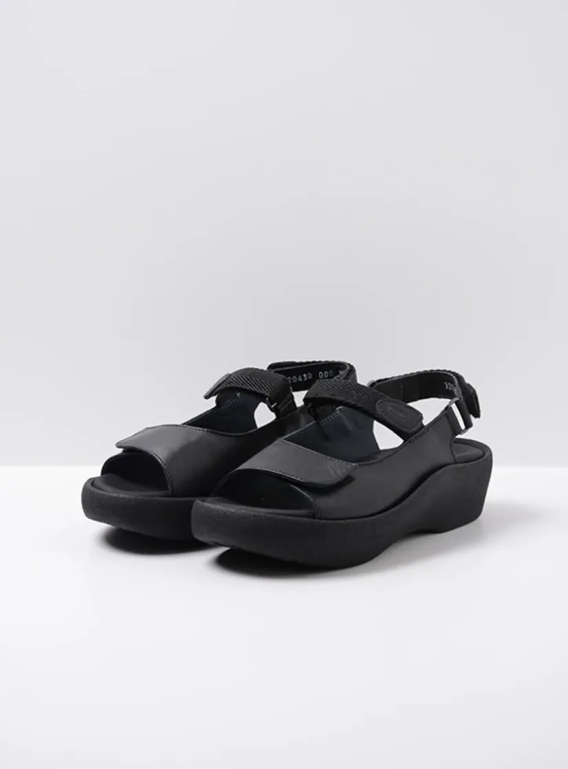 Wolky Jewel - zwart leer<DAMES Sandalen