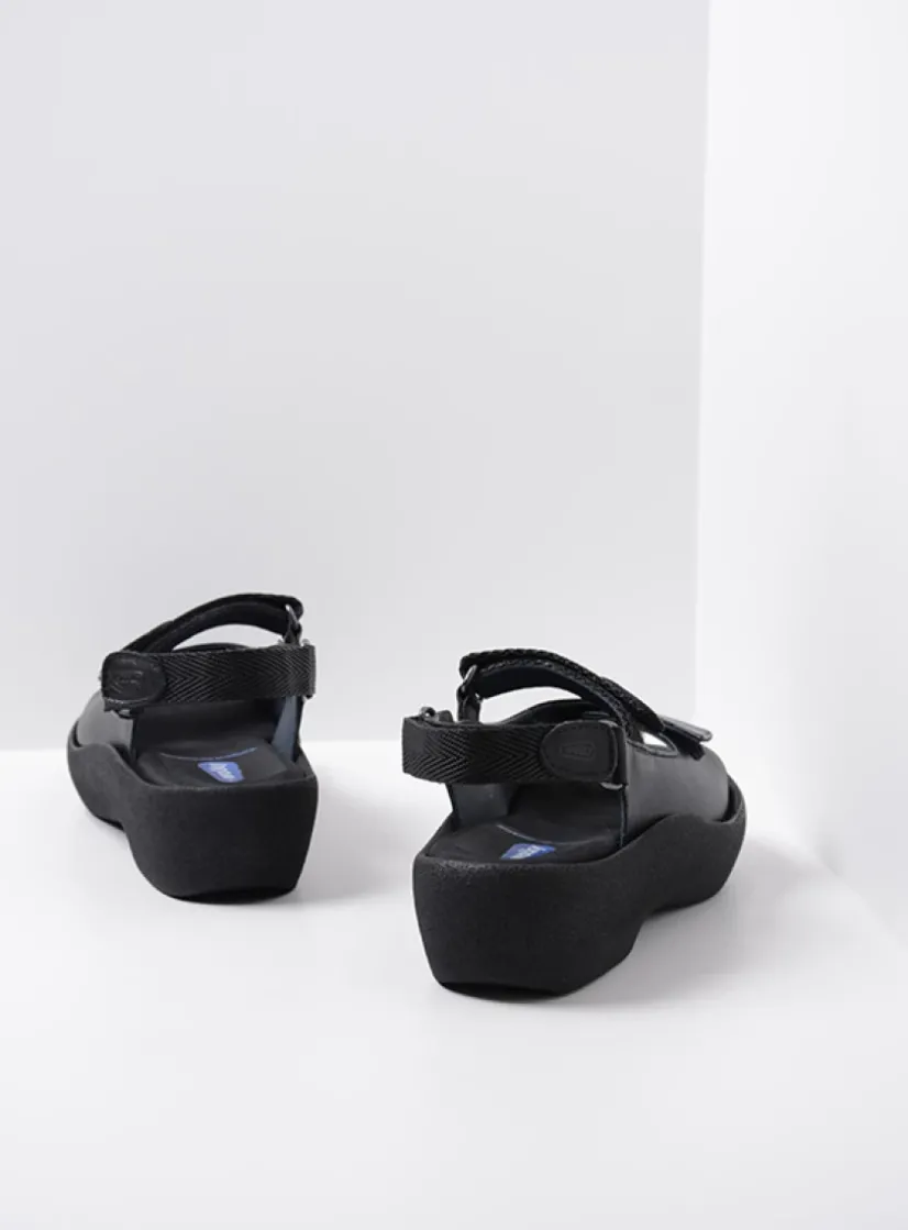 Wolky Jewel - zwart leer<DAMES Sandalen