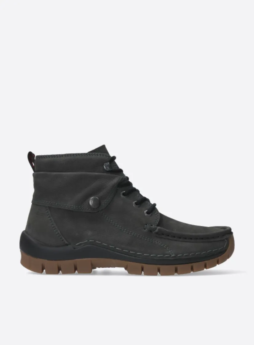 Wolky Jump - asfalt nubuck<DAMES Hoge Veterschoenen|Herfst/Winter
