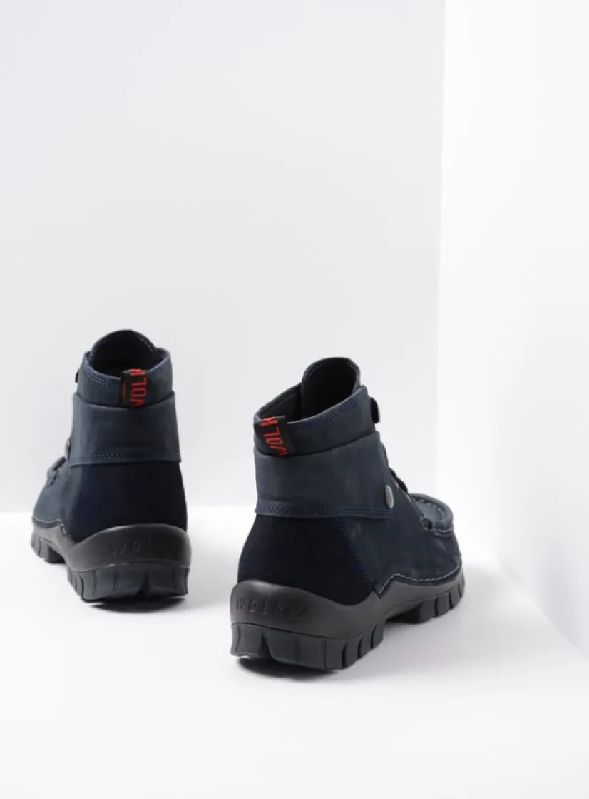 Wolky Jump - blauw nubuck<DAMES Hoge Veterschoenen|Herfst/Winter