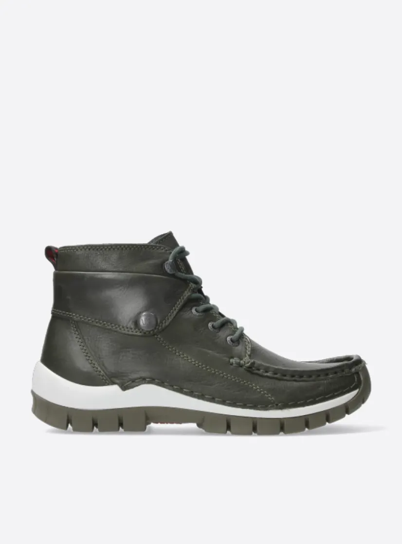 Wolky Jump - cactus leer<DAMES Hoge Veterschoenen|Herfst/Winter