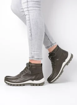 Wolky Jump - cactus leer<DAMES Hoge Veterschoenen|Herfst/Winter