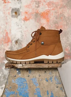 Wolky Jump - cognac nubuck<DAMES Hoge Veterschoenen|Herfst/Winter