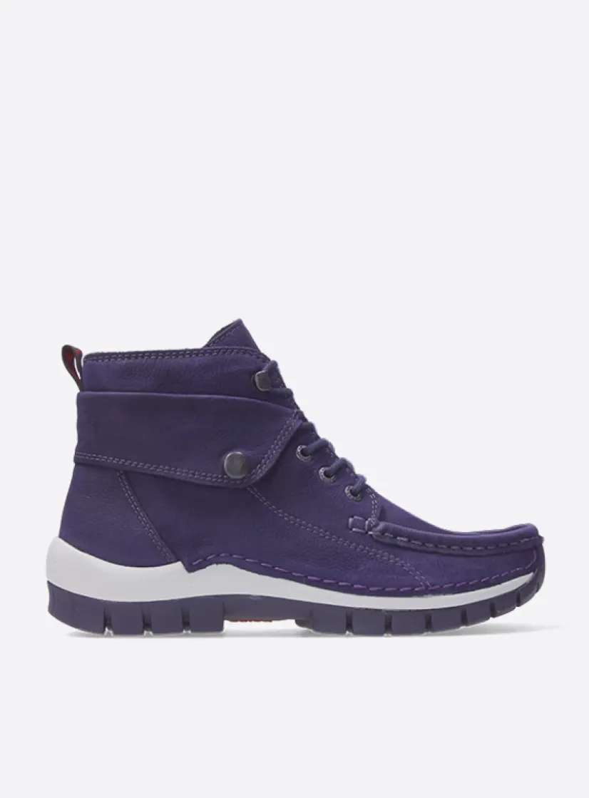 Wolky Jump - paars nubuck<DAMES Hoge Veterschoenen|Herfst/Winter