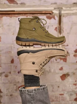 Wolky Jump - pesto groen nubuck<DAMES Hoge Veterschoenen|Herfst/Winter