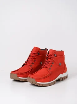 Wolky Jump - rood nubuck<DAMES Hoge Veterschoenen|Herfst/Winter