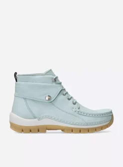 Wolky Jump Summer - lichtblauw leer<DAMES Hoge Veterschoenen