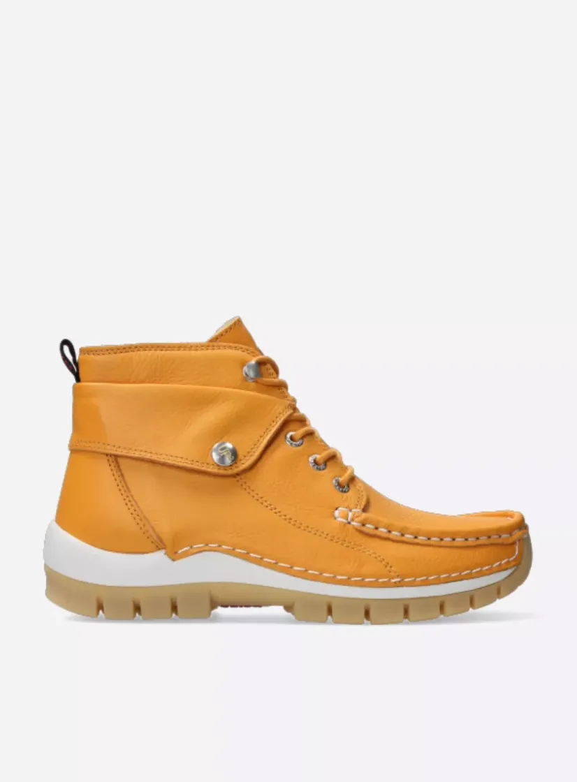 Wolky Jump Summer - lichtoranje leer<DAMES Hoge Veterschoenen
