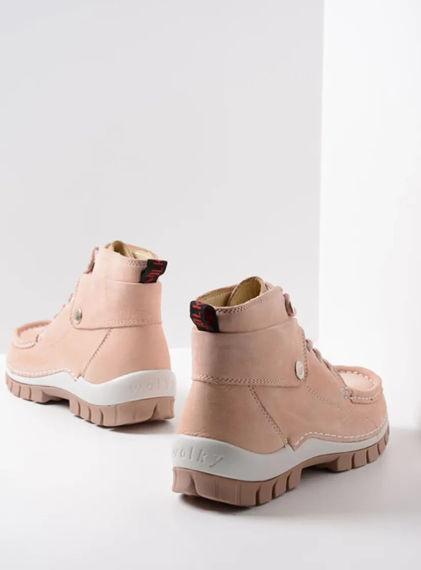 Wolky Jump Summer - nude nubuck<DAMES Hoge Veterschoenen