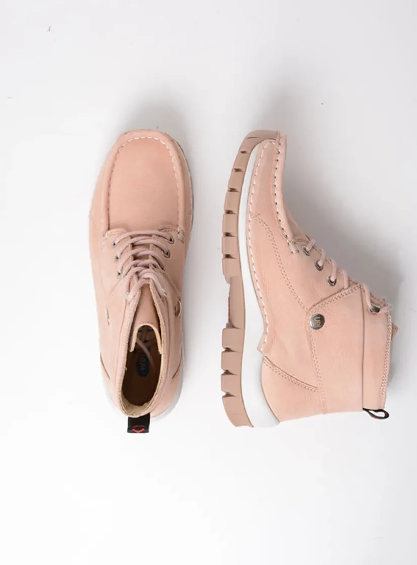 Wolky Jump Summer - nude nubuck<DAMES Hoge Veterschoenen