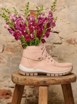 Wolky Jump Summer - nude nubuck<DAMES Hoge Veterschoenen