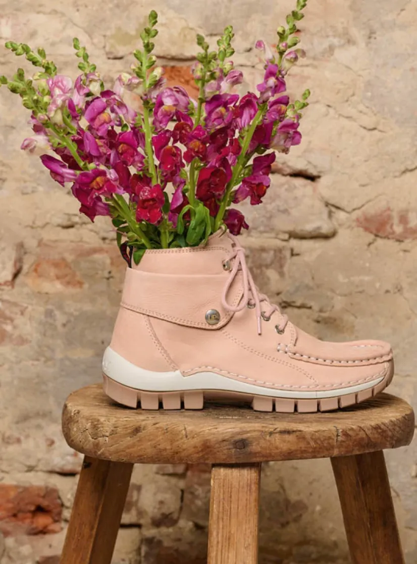 Wolky Jump Summer - nude nubuck<DAMES Hoge Veterschoenen