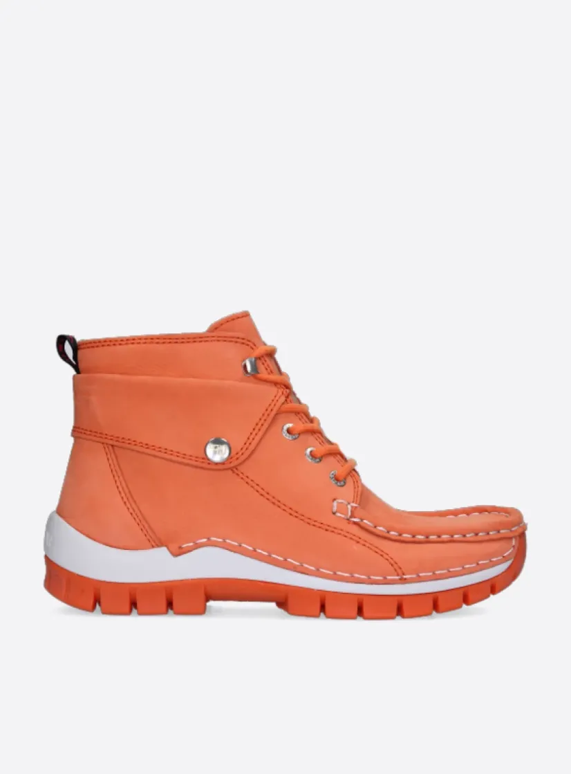 Wolky Jump Summer - oranje nubuck<DAMES Hoge Veterschoenen