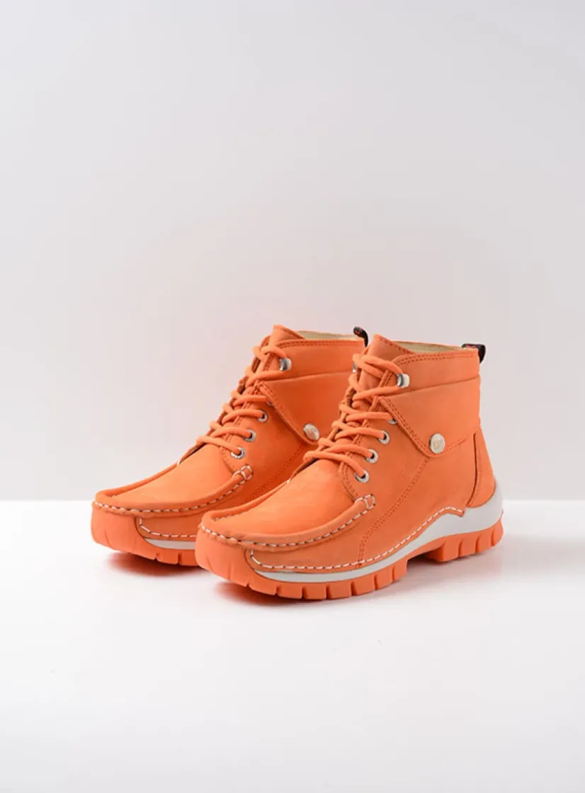 Wolky Jump Summer - oranje nubuck<DAMES Hoge Veterschoenen