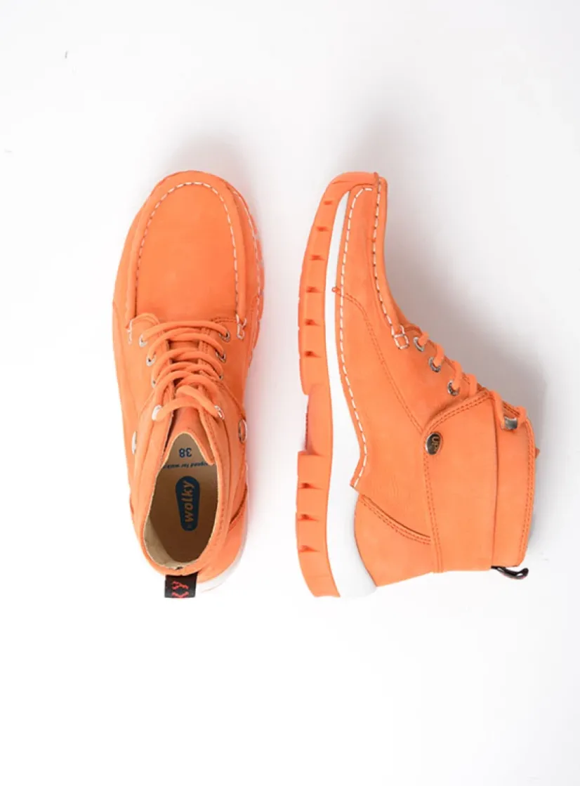 Wolky Jump Summer - oranje nubuck<DAMES Hoge Veterschoenen