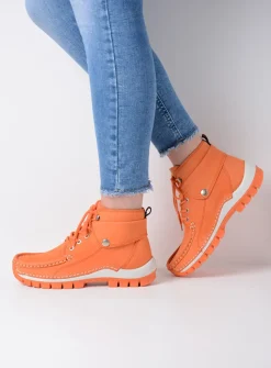 Wolky Jump Summer - oranje nubuck<DAMES Hoge Veterschoenen