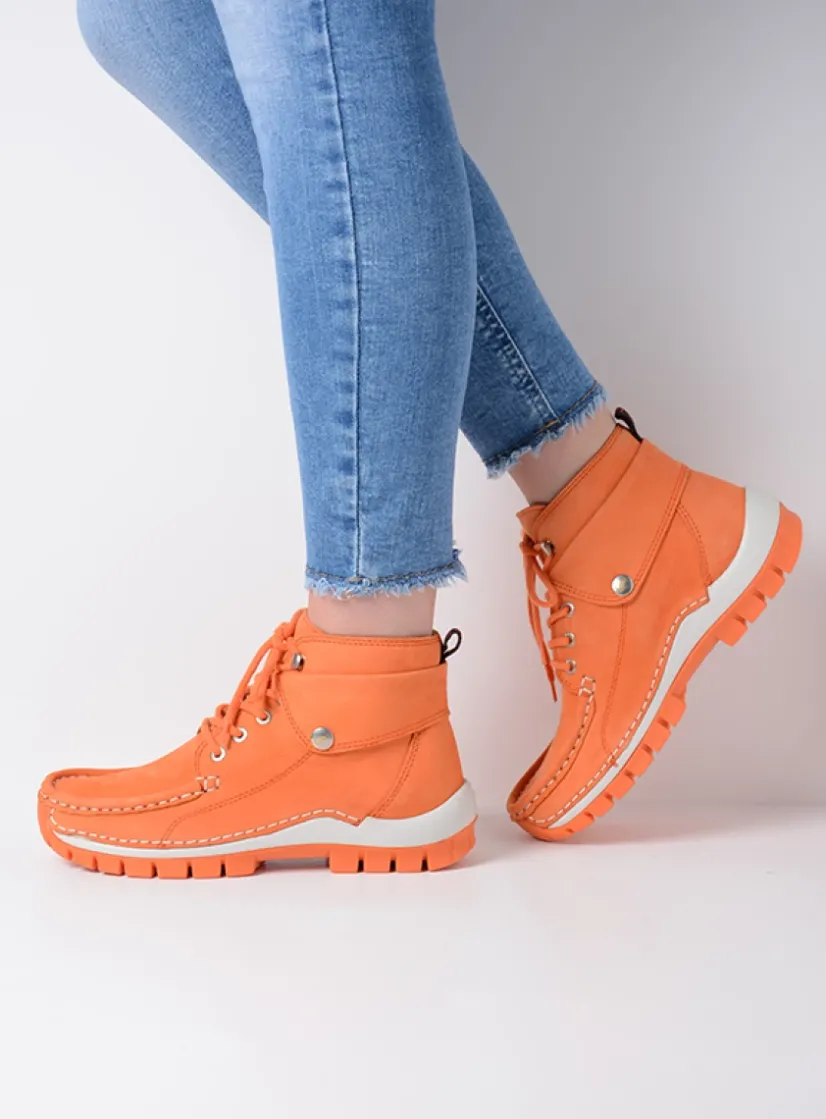 Wolky Jump Summer - oranje nubuck<DAMES Hoge Veterschoenen