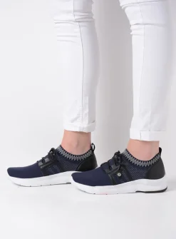 Wolky Kalona - blauw 3D knitting<DAMES Lage Veterschoenen