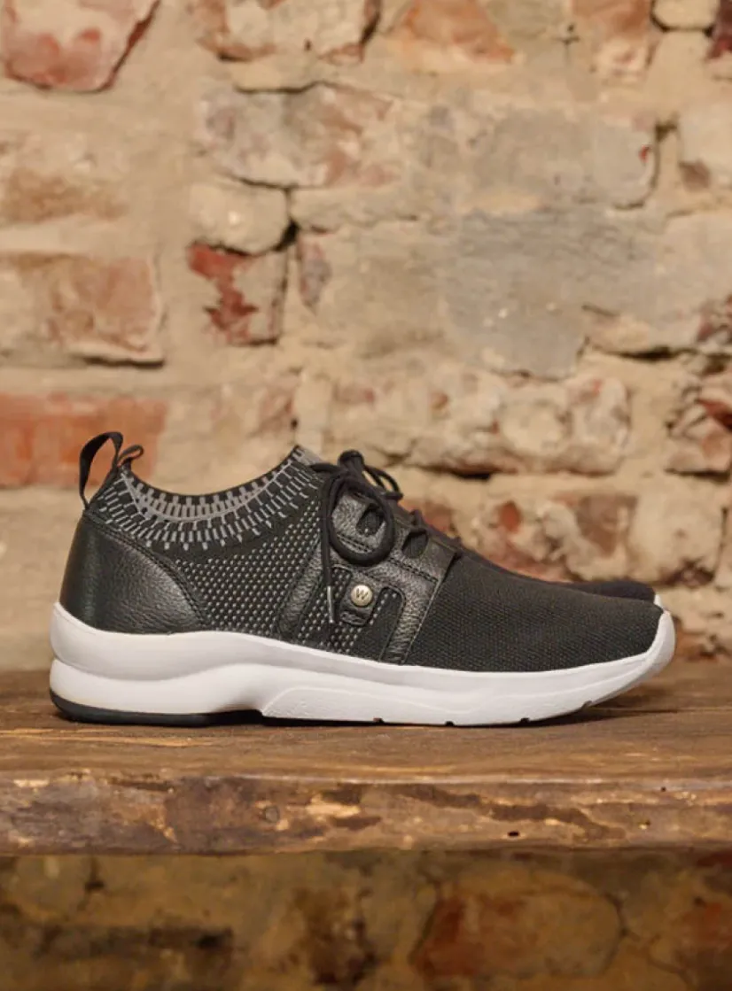 Wolky Kalona - zwart 3D knitting<DAMES Lage Veterschoenen