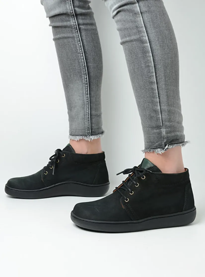 Wolky Kansas Lady XW - zwart nubuck<DAMES Hoge Veterschoenen|Herfst/Winter