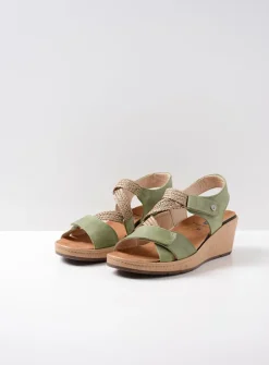 Wolky La Jolla - olijfgroen leer<DAMES Sandalen