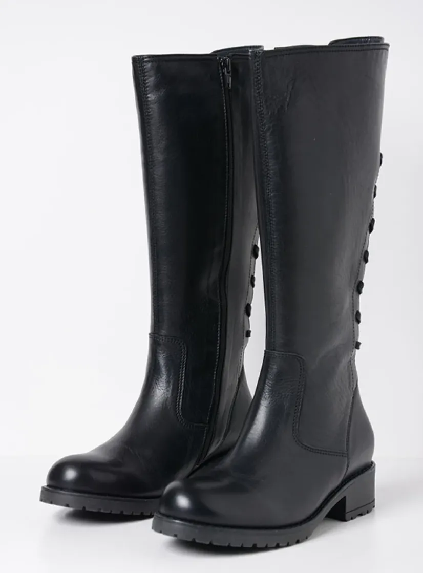Wolky Lascana F2F - zwart leer<DAMES Lange Laarzen|Herfst/Winter
