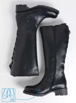 Wolky Lascana F2F - zwart leer<DAMES Lange Laarzen|Herfst/Winter
