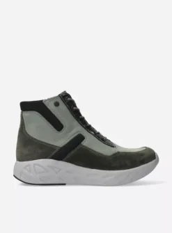 Wolky Leap - grijsgroen combi leer<DAMES Hoge Veterschoenen|Wandelschoenen