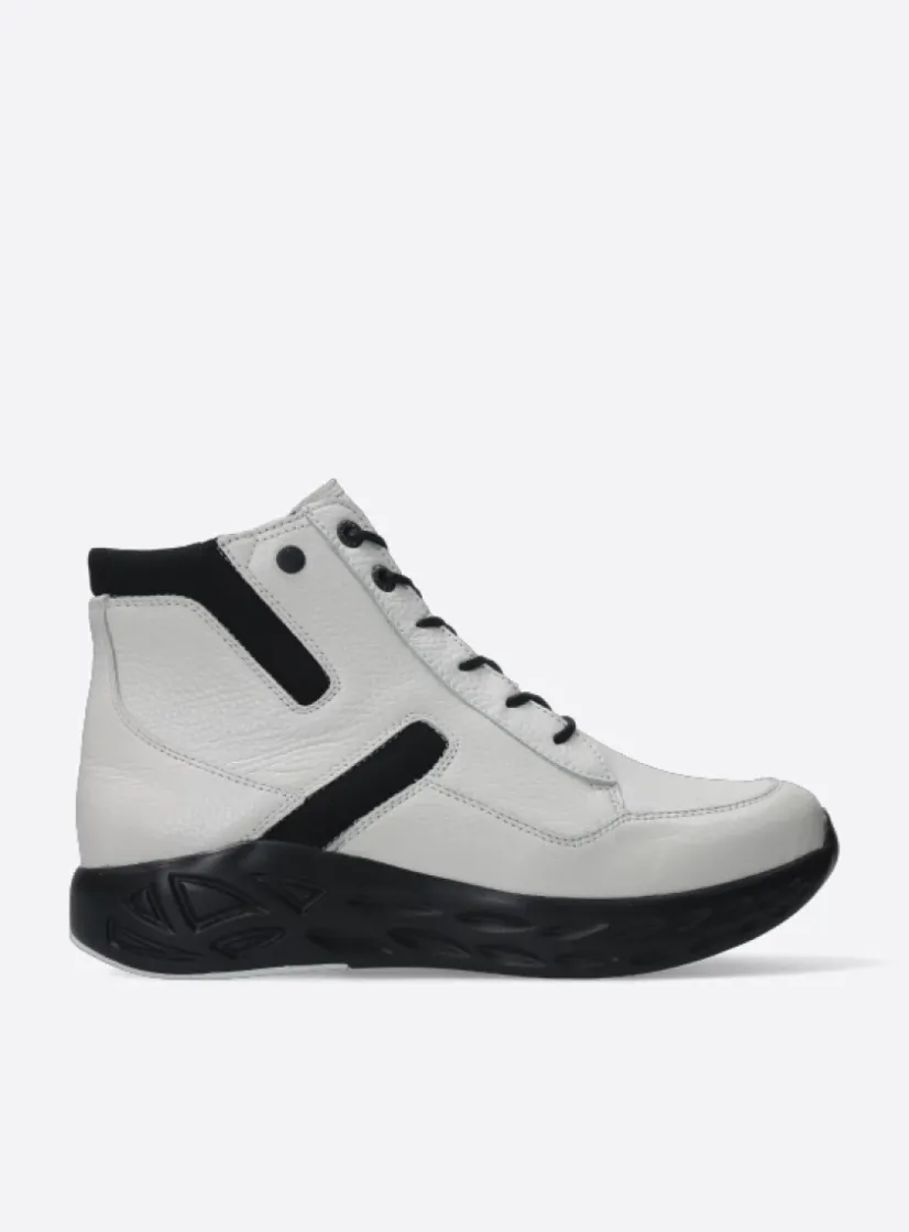 Wolky Leap - wit combi leer<DAMES Hoge Veterschoenen|Wandelschoenen
