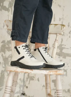 Wolky Leap - wit combi leer<DAMES Hoge Veterschoenen|Wandelschoenen