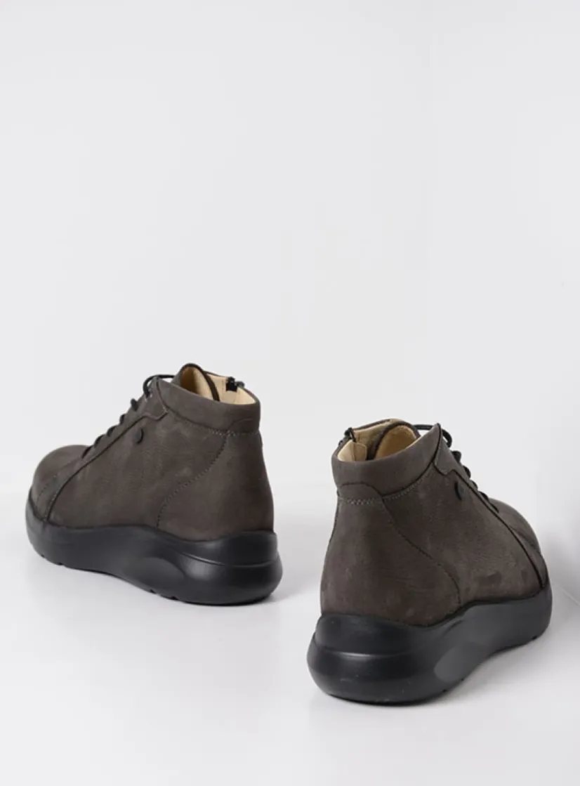Wolky Lima - asfalt nubuck<DAMES Hoge Veterschoenen|Wandelschoenen