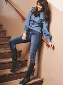 Wolky Longview - donkerbruin suede<DAMES Veterlaarzen|Lange Laarzen